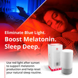Gamma Revive sobre mesita de noche creando ambiente cálido para dormir