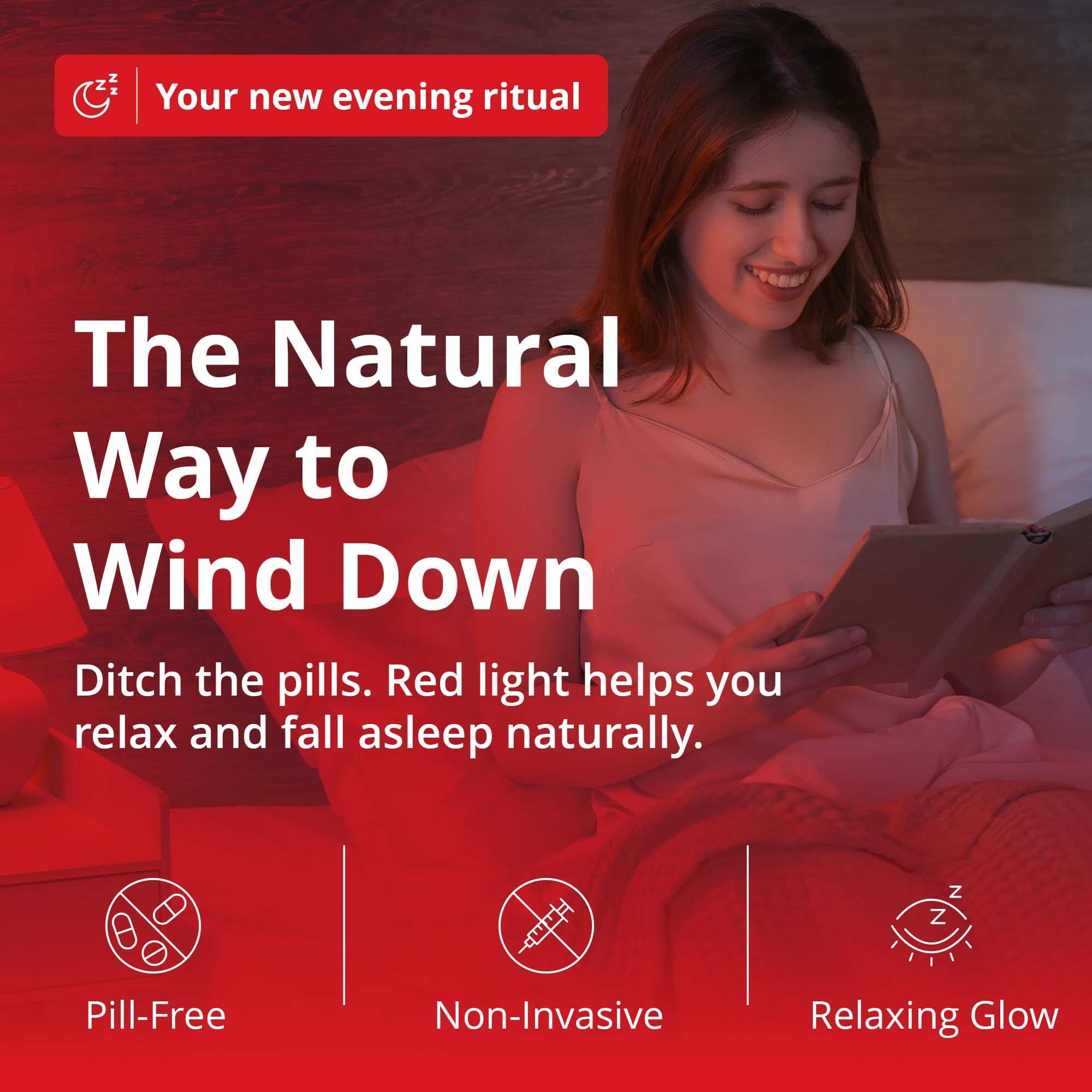 Gamma Revive iluminando dormitorio para promover relajación antes de dormir