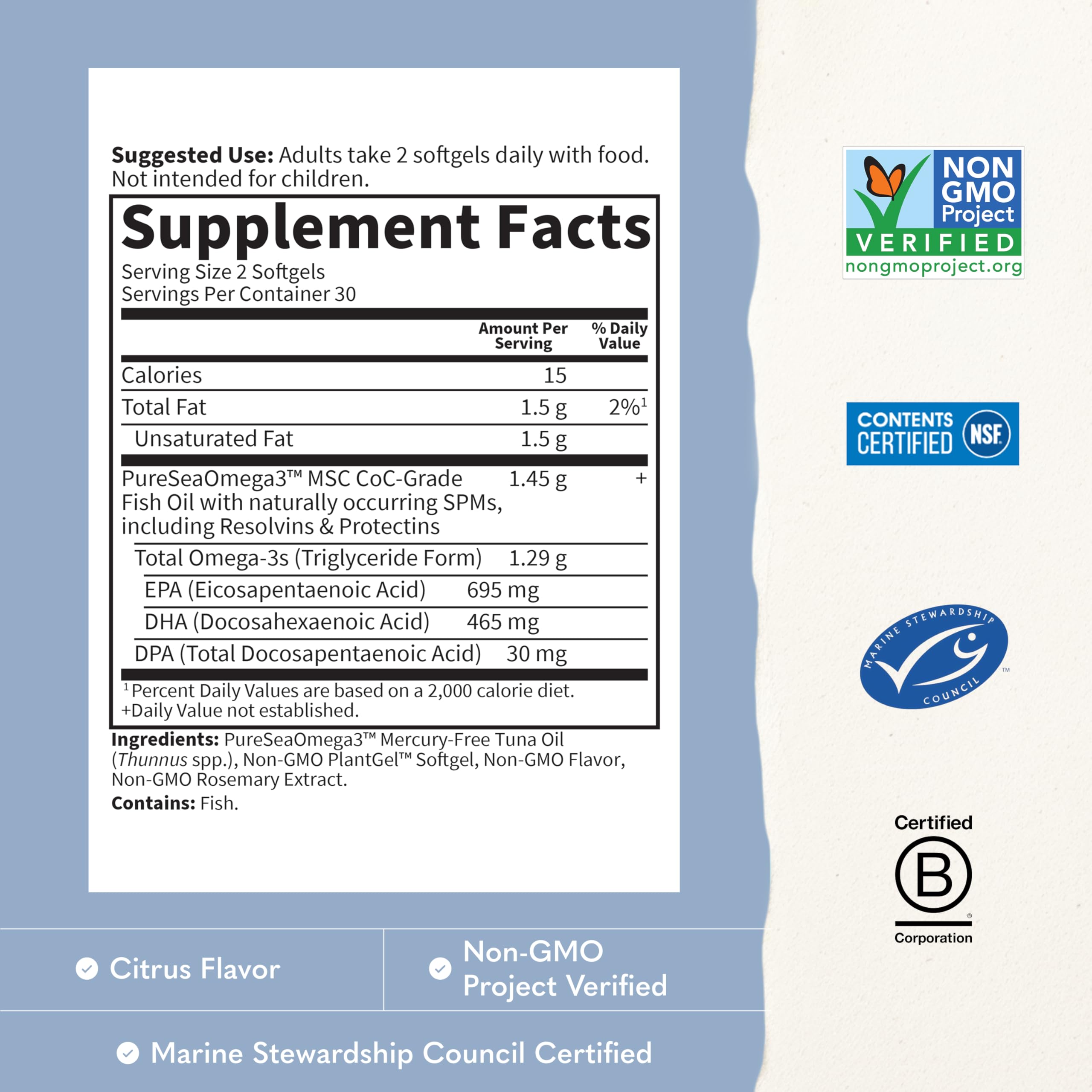 Garden of Life gota de aceite omega-3 enfocada que muestra pureza y potencia nutricional