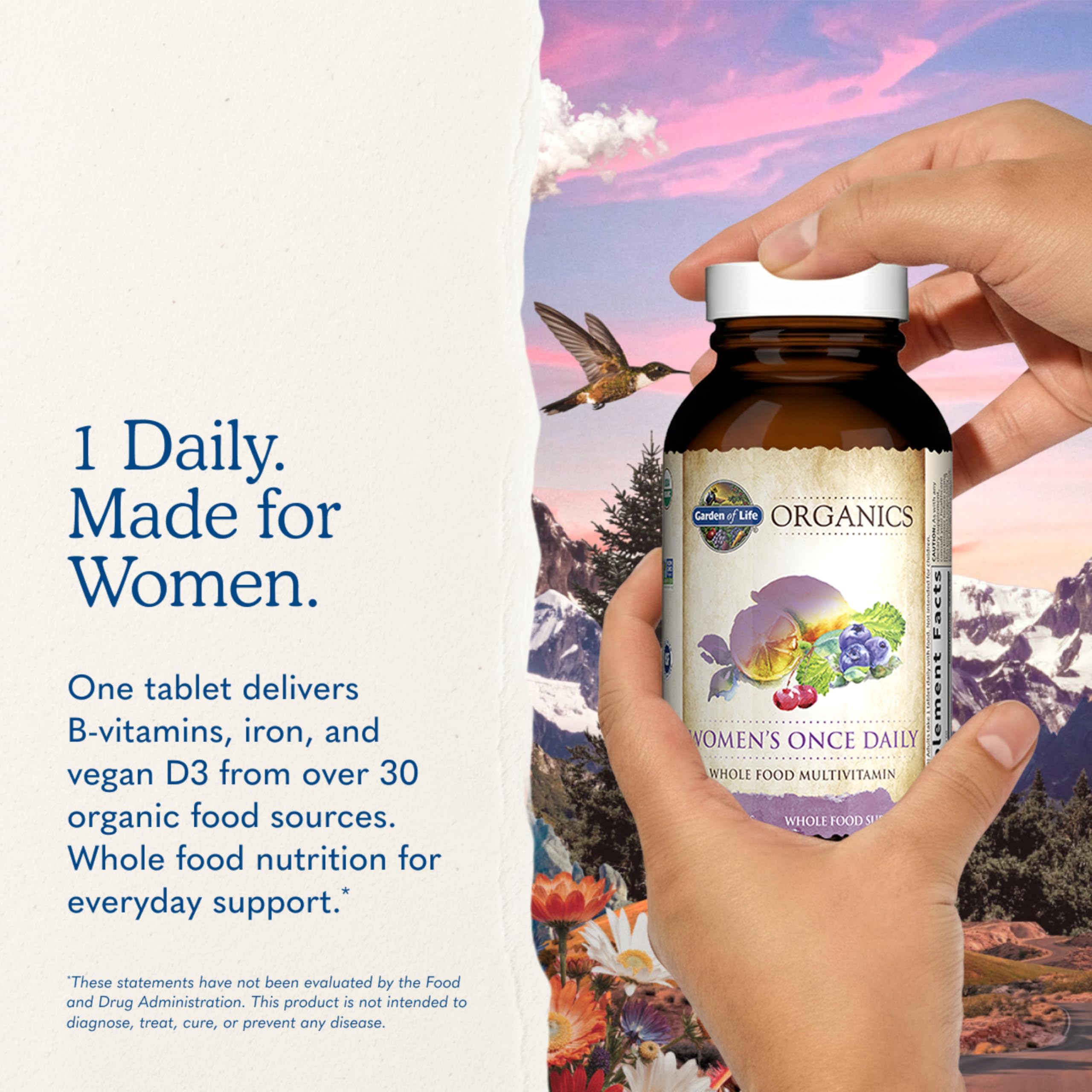 Garden of Life sellos de certificación USDA Organic y Non-GMO visibles