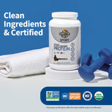 Garden of Life sellos USDA Organic y NSF Certified for Sport visibles