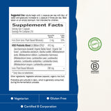Garden of Life detalle de etiqueta con cepas y beneficios para el intestino