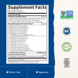 Garden of Life etiqueta con lista de ingredientes y respaldo clínico visible