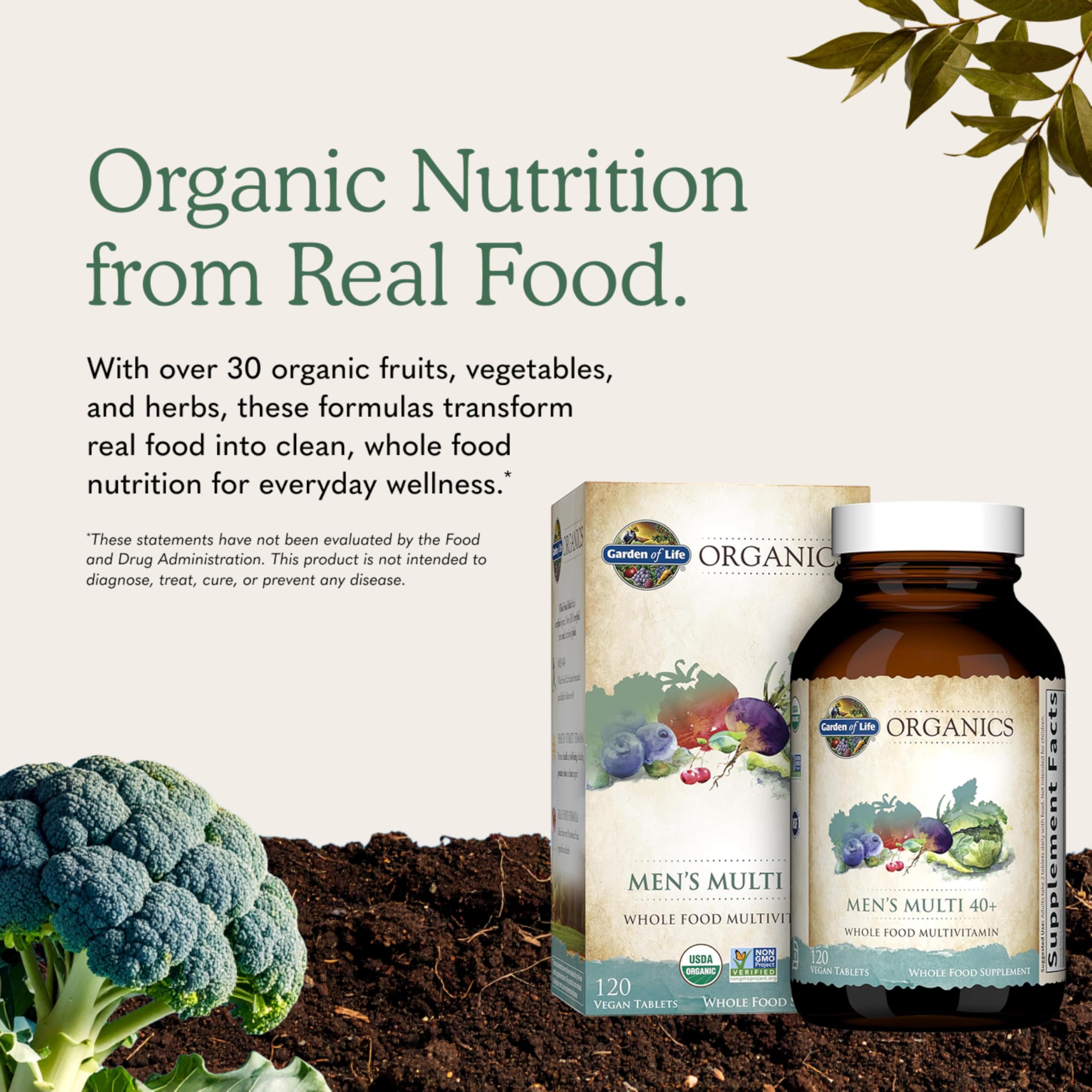 Garden of Life etiqueta con certificaciones orgánicas y Non-GMO visibles