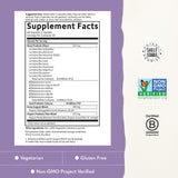 Garden of Life etiqueta con cepas y certificaciones, claro y legible
