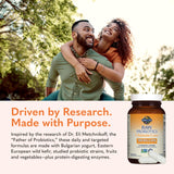 Garden of Life etiqueta nutricional abierta mostrando cepas y transparencia de ingredientes