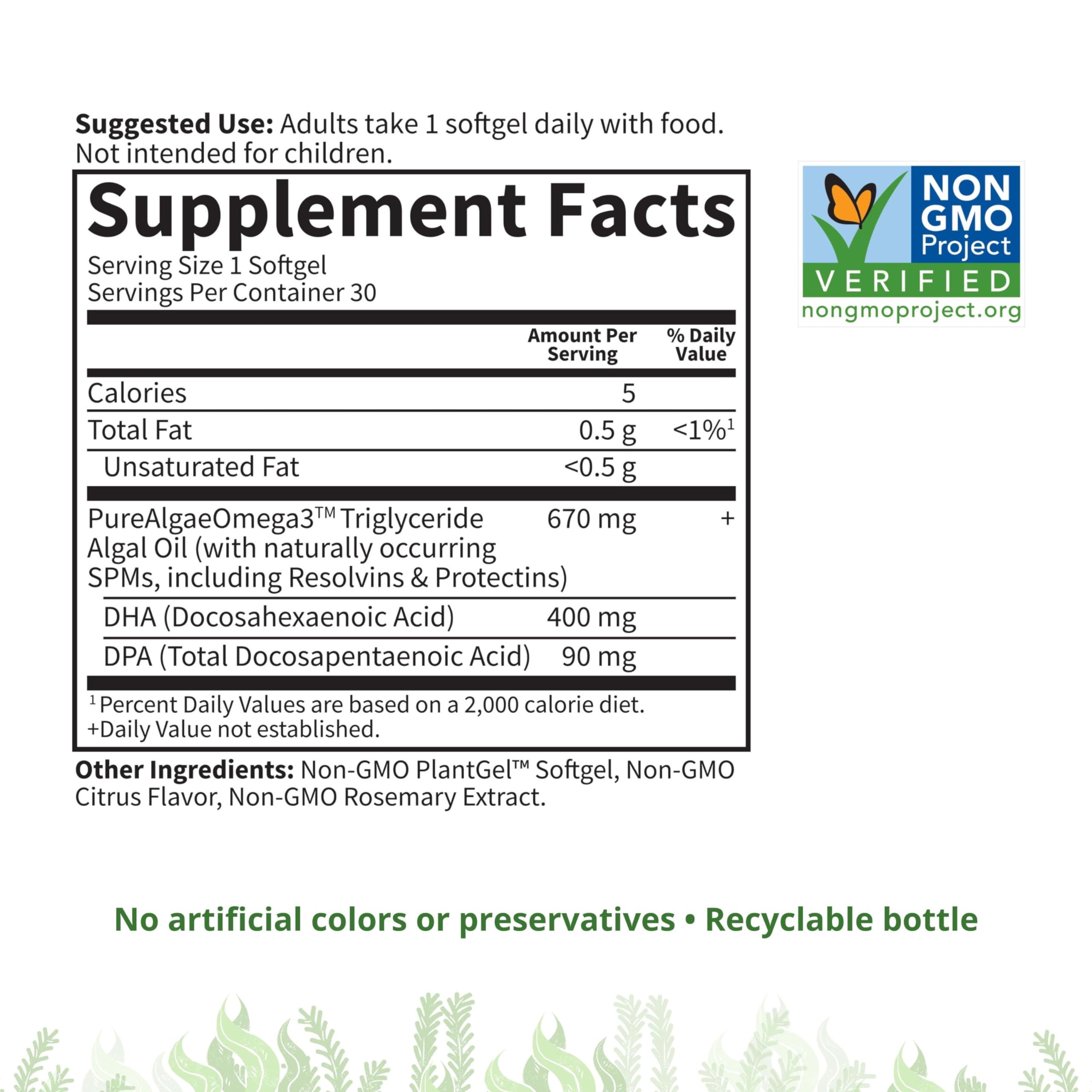 Garden of Life etiqueta con información nutricional y certificaciones visibles