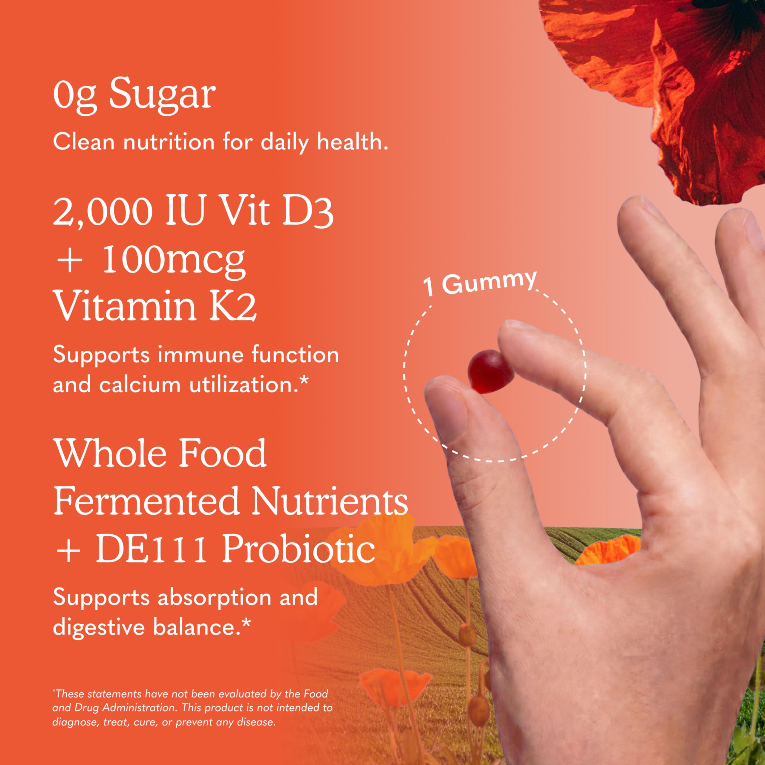 Garden of Life etiqueta nutricional enfocada en D3, K2 y prebióticos