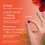 Garden of Life etiqueta nutricional enfocada en D3, K2 y prebióticos