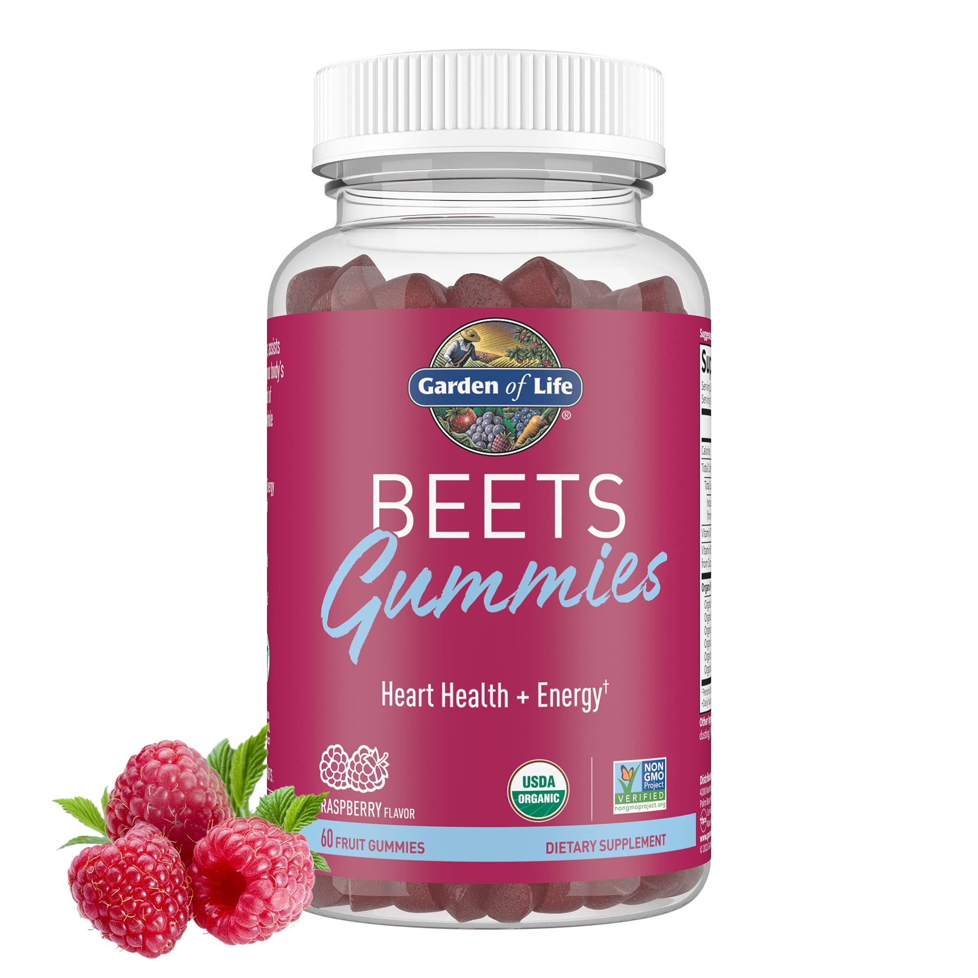 Garden of Life empaque frontal de Beets Gummies mostrando beneficio vascular