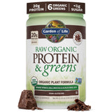 Garden of Life envase frontal chocolate mostrando certificaciones y beneficio nutritivo