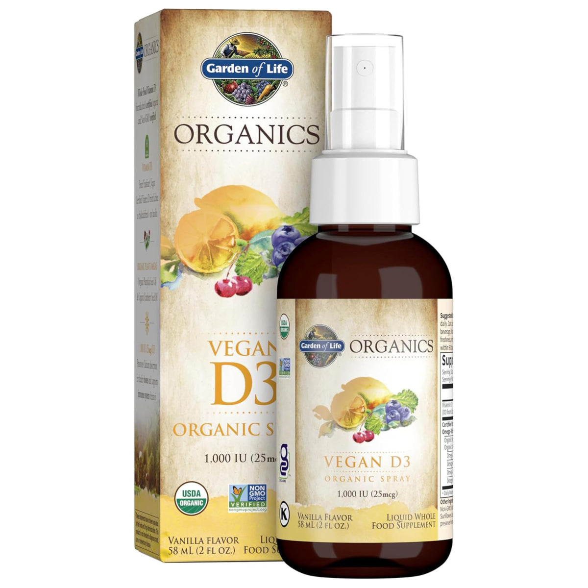 Garden of Life envase frontal vainilla muestra aspecto y practicidad