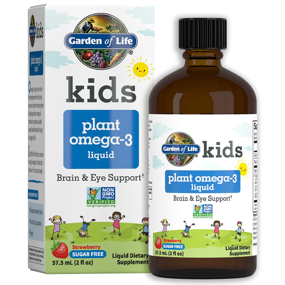 Garden of Life frasco frontal con etiqueta clara y beneficio vegano