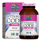 Garden of Life envase frontal mostrando 240 cápsulas y beneficios básicos