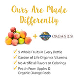 Garden of Life gomitas textura cercana, aspecto natural y apetecible