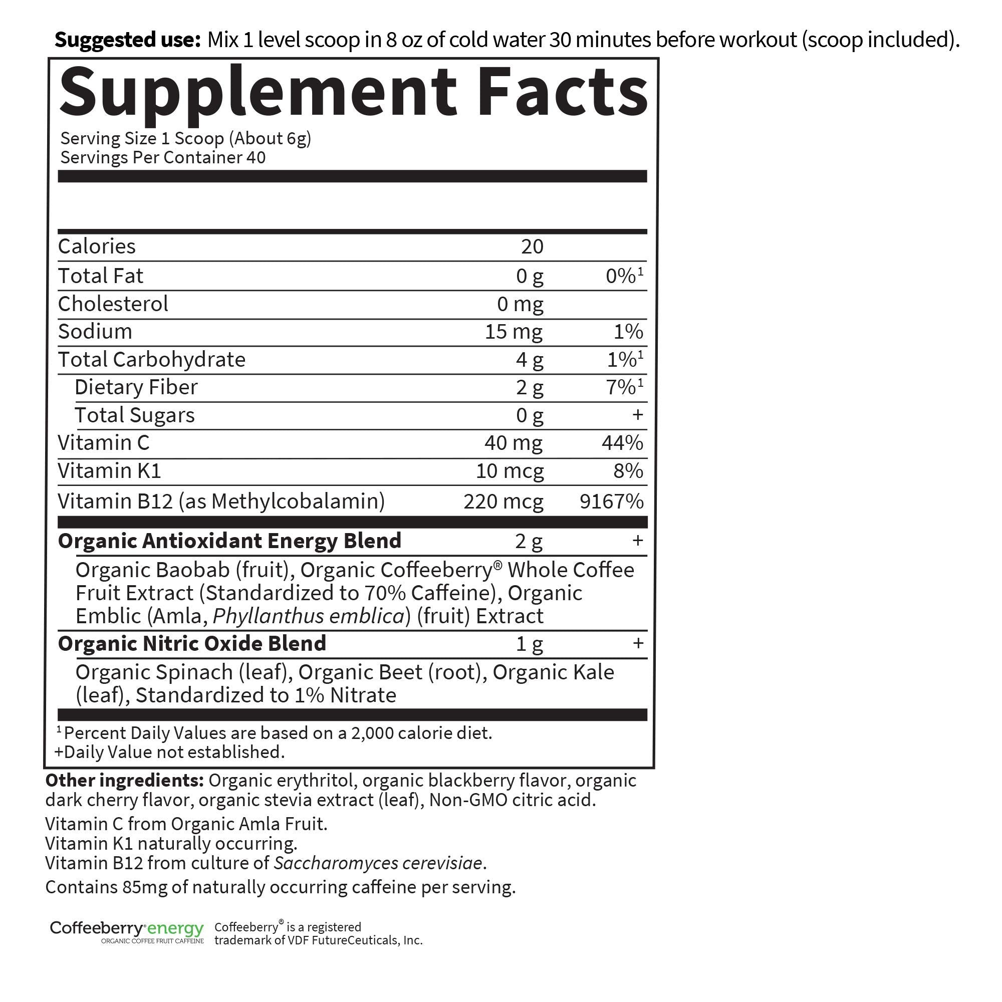 Garden of Life ingredientes orgánicos kale espinaca remolacha en primer plano