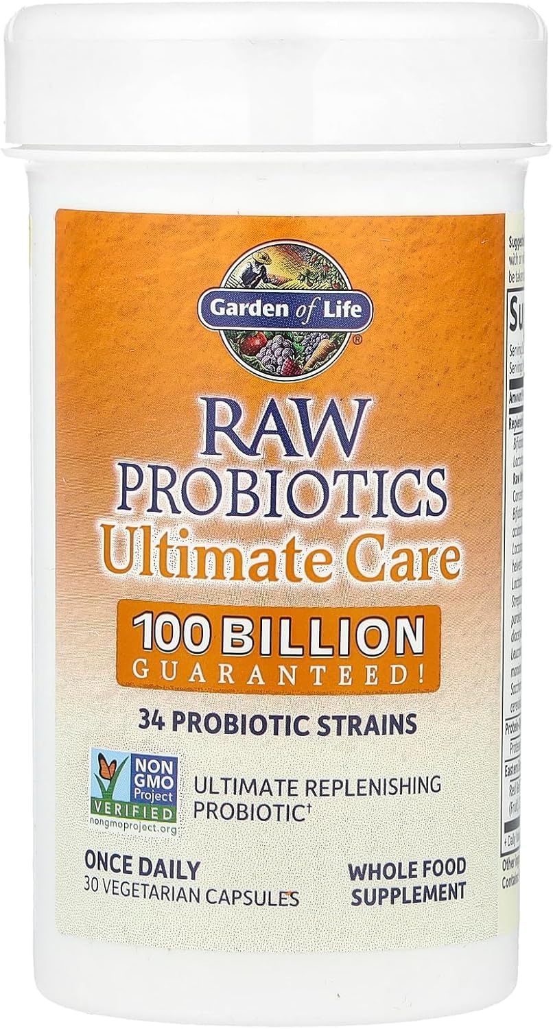 Garden of Life etiqueta de ingredientes detallando las 34 cepas