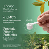 Garden of Life ingredientes orgánicos: cocos y fibra prebiótica visibles