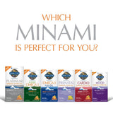 Etiqueta Garden of Life Minami Platinum con información de omega‑3 y vitamina D3 clara