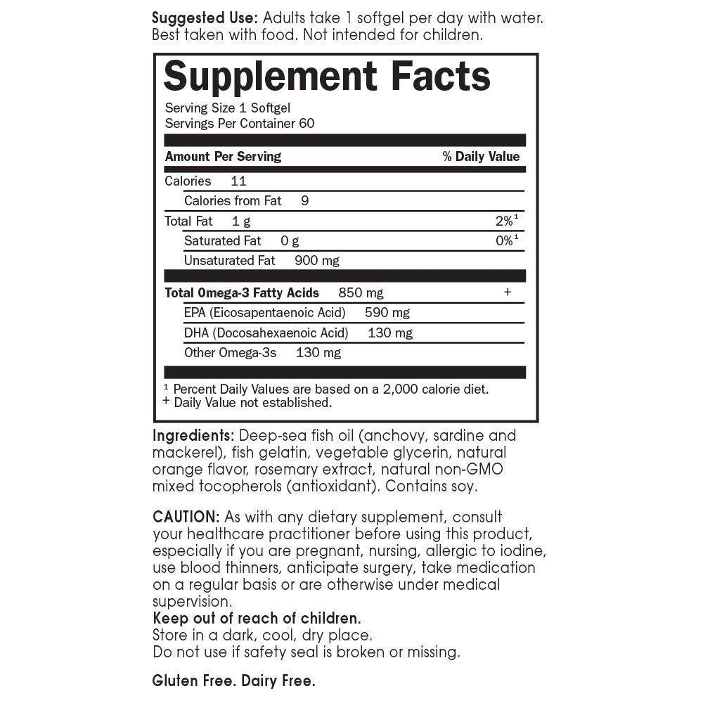 Garden of Life etiqueta Minami con datos EPA y DHA, claridad en información nutricional
