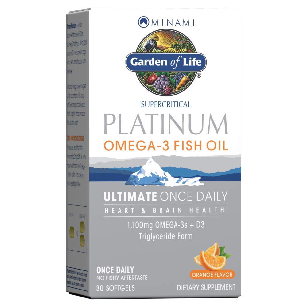 Garden of Life Minami Platinum frasco frontal mostrando la etiqueta y beneficio de concentración