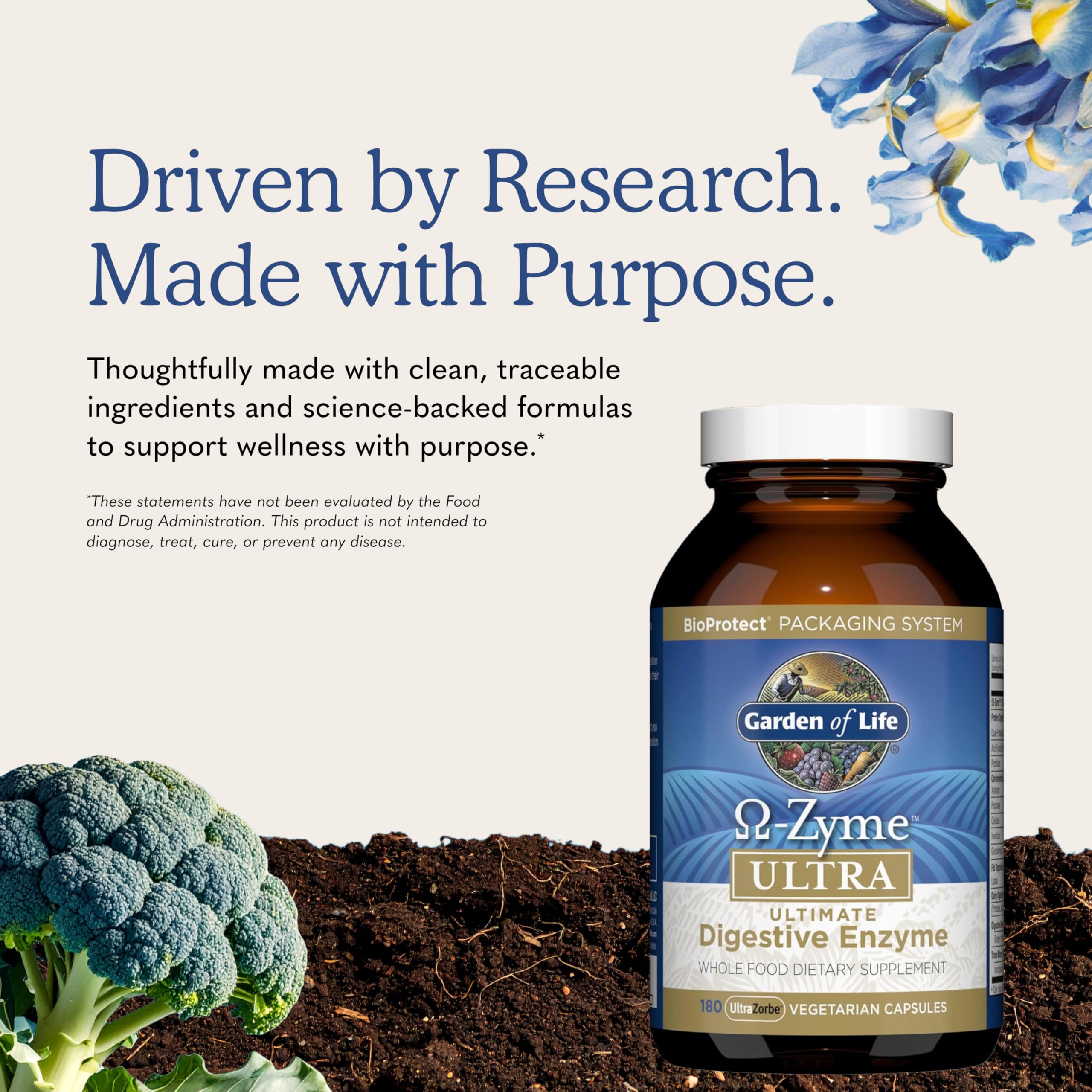 Garden of Life etiqueta nutricional ampliada con lista de 21 enzimas beneficiosas