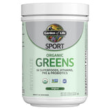 Garden of Life envase frontal que muestra Organic Greens y certificaciones visibles para confianza