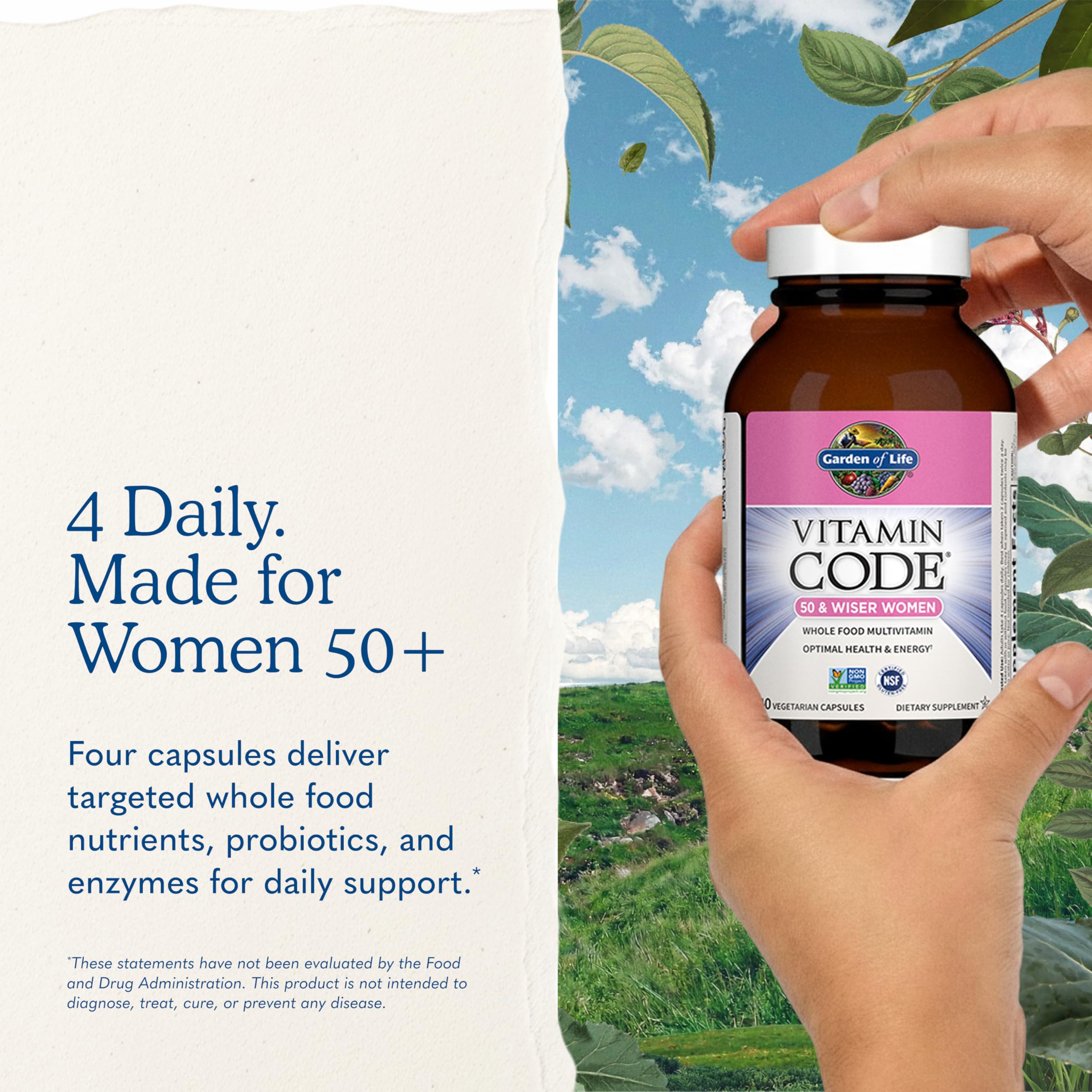 Garden of Life producto en una rutina matutina junto a un vaso de agua