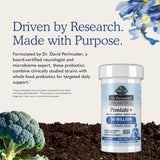 Etiqueta de Garden of Life Prostate Plus con lista de ingredientes y datos de probióticos visibles