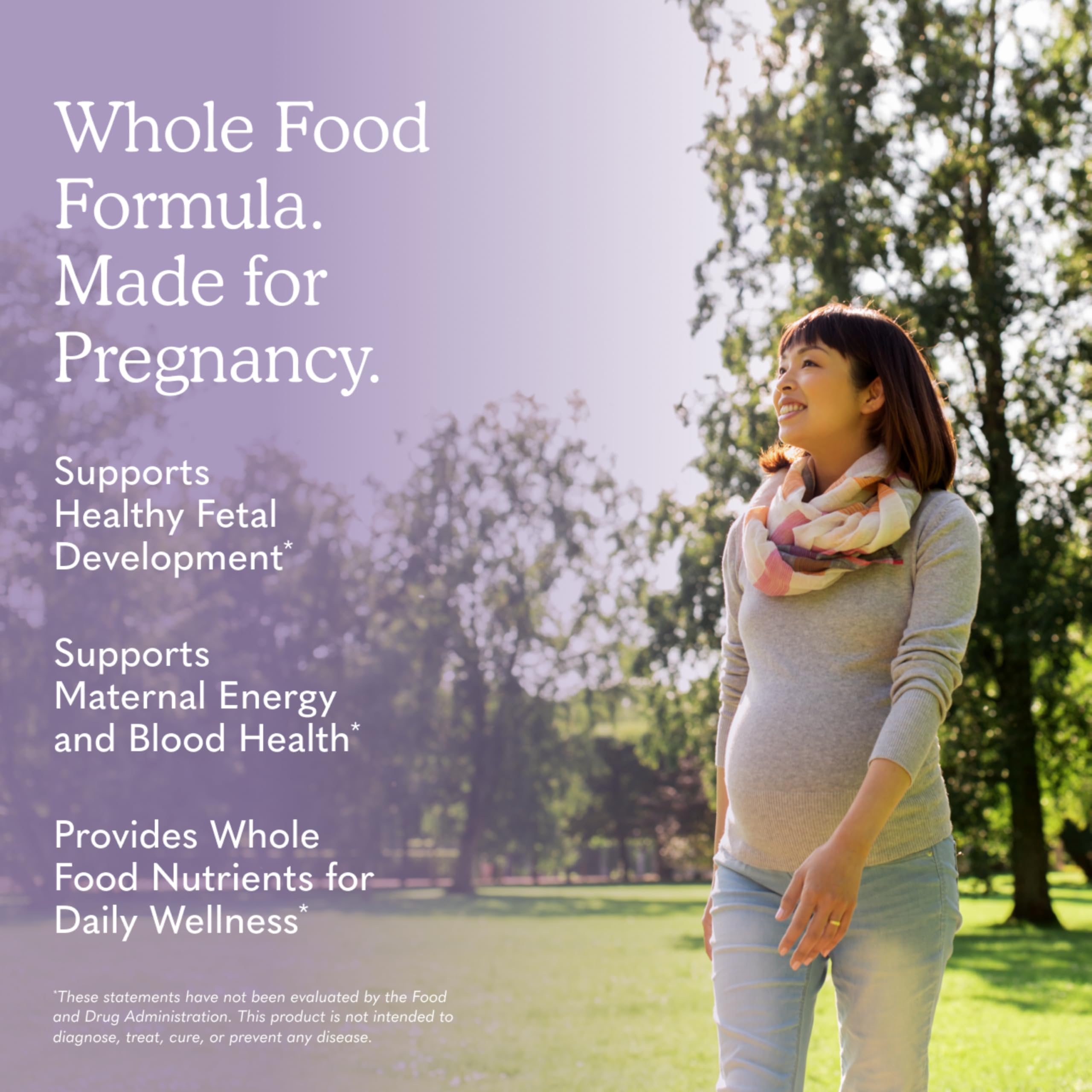 Garden of Life etiqueta nutricional con folato 800 mcg y hierro 27 mg