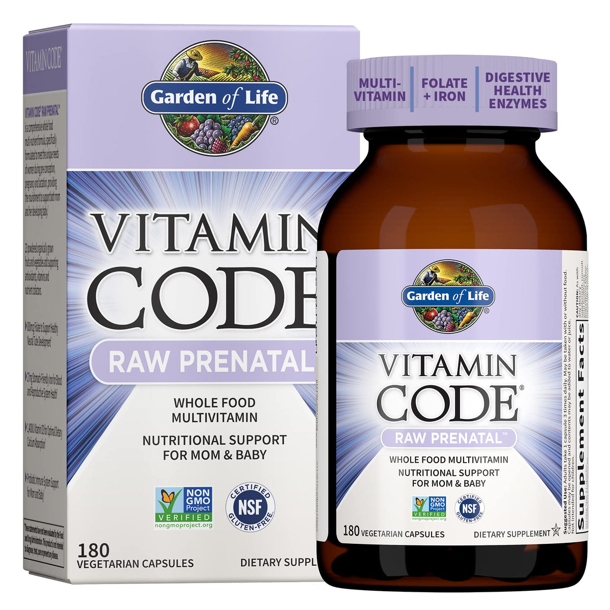 Garden of Life empaque frontal mostrando 60 días y beneficios clave