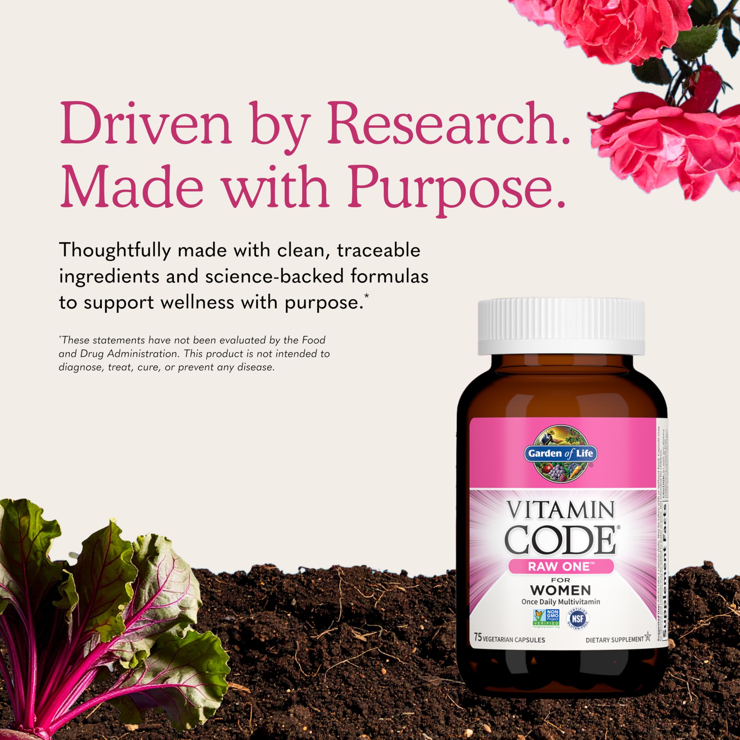 Garden of Life etiqueta con tabla nutricional que inspira confianza