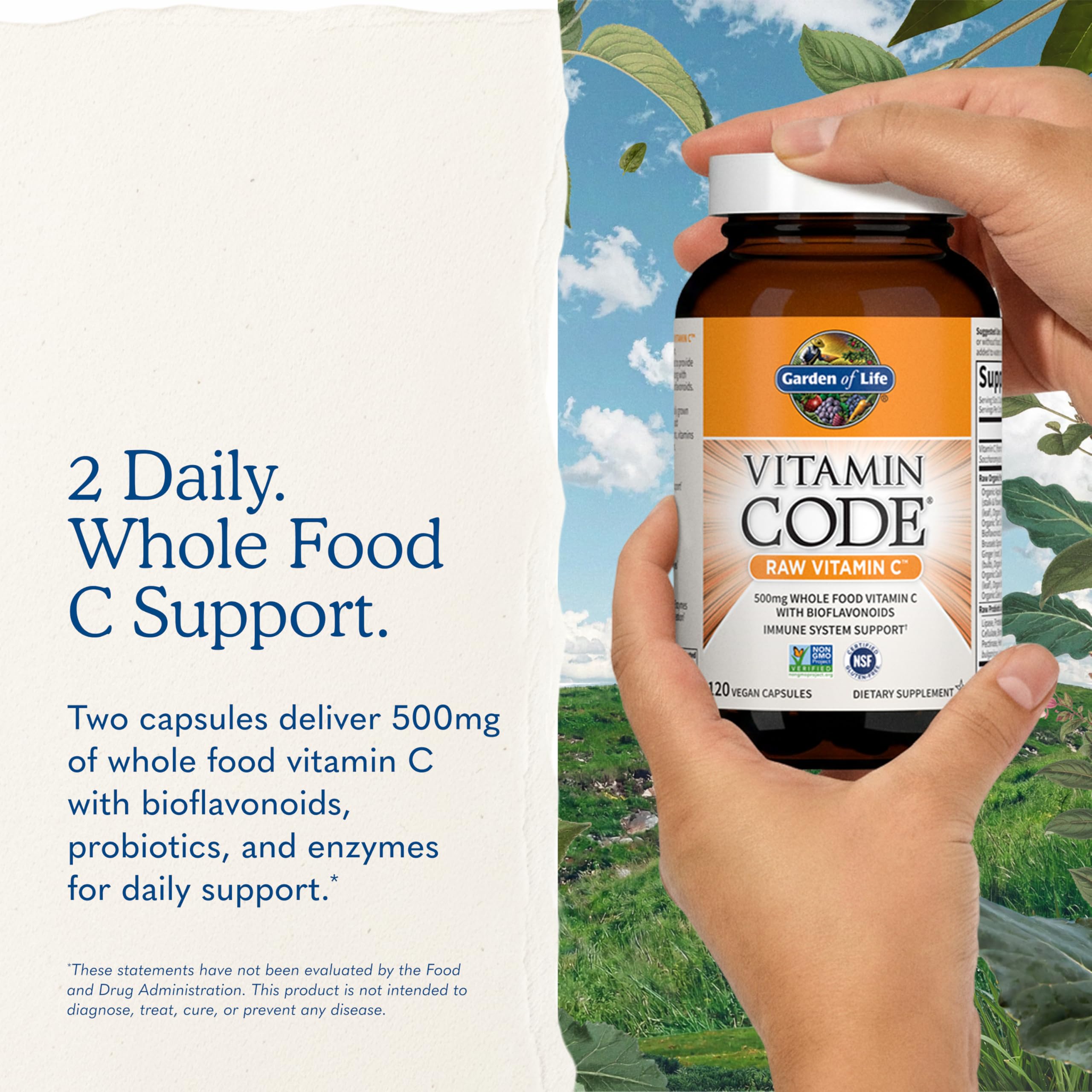 Etiqueta Garden of Life con certificaciones vegano, sin gluten y Non GMO