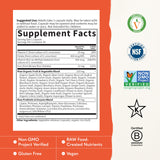 Garden of Life etiqueta con lista de ingredientes y beneficios naturales