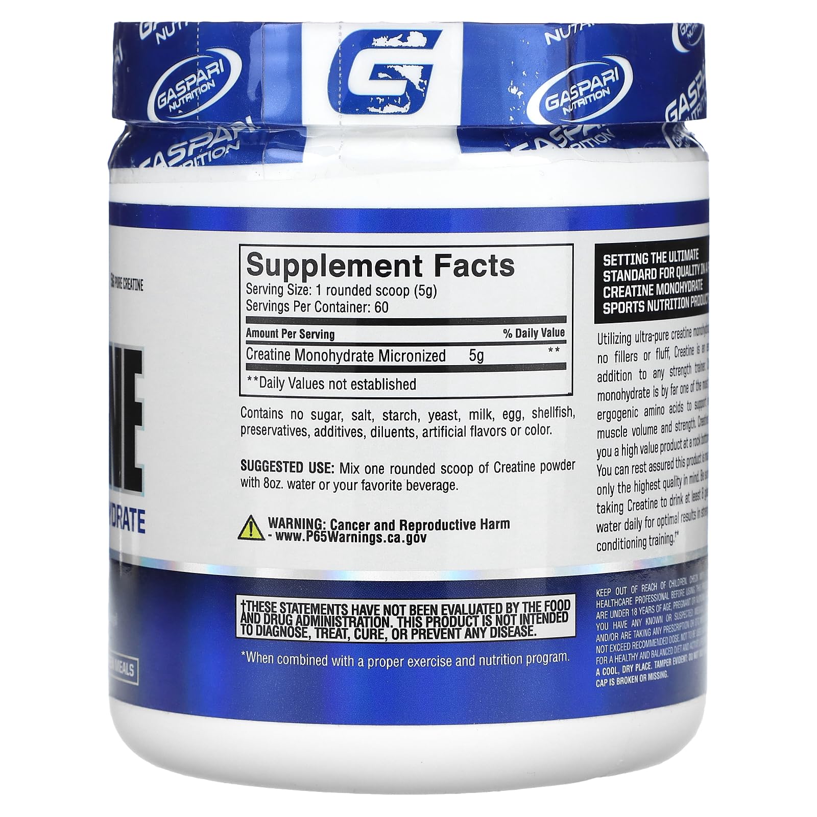 Gaspari Nutrition textura del polvo de creatina monohidrato para mezcla fácil