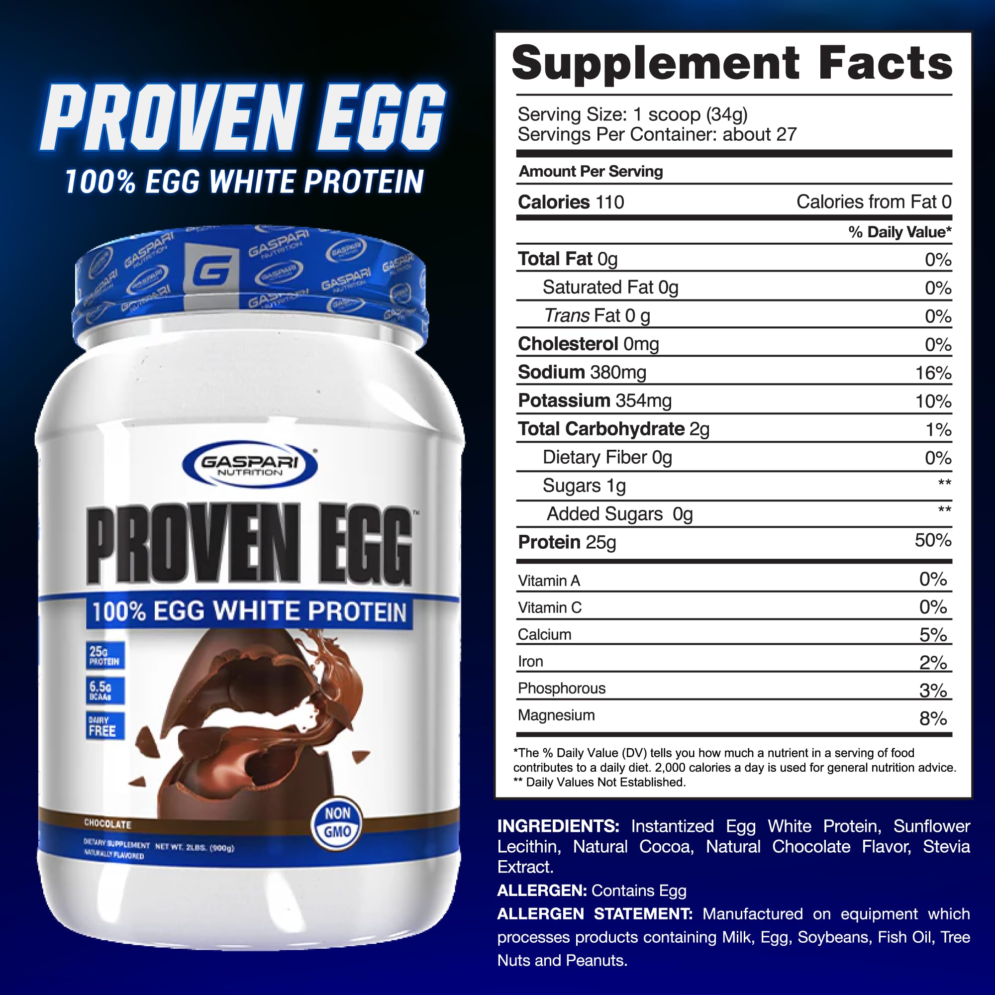 Gaspari polvo textura fina de clara de huevo chocolate fácil mezcla y disolución