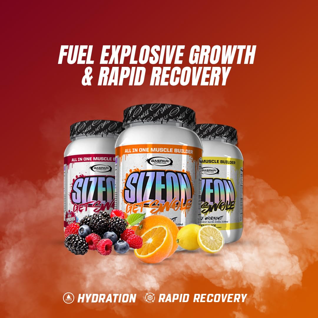 Gaspari SizeOn detalle de la etiqueta con ingredientes clave y beneficios funcionales visibles