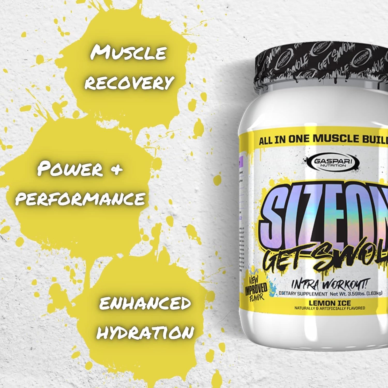Gaspari SizeOn textura del polvo en primer plano que sugiere mezcla suave