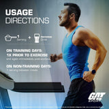GAT SPORT envase junto a mano para comparar tamaño y contenido práctico