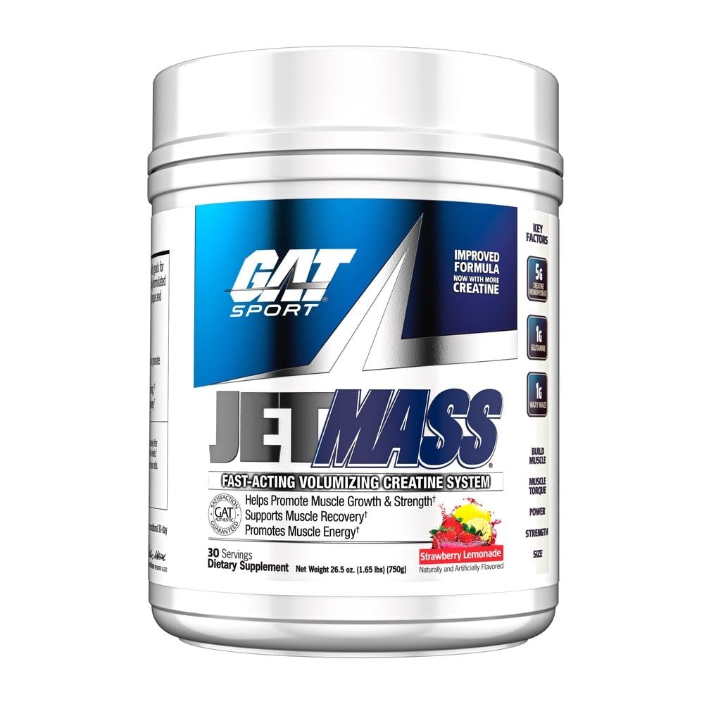 GAT SPORT frasco JETMASS frente mostrando etiqueta y tamaño
