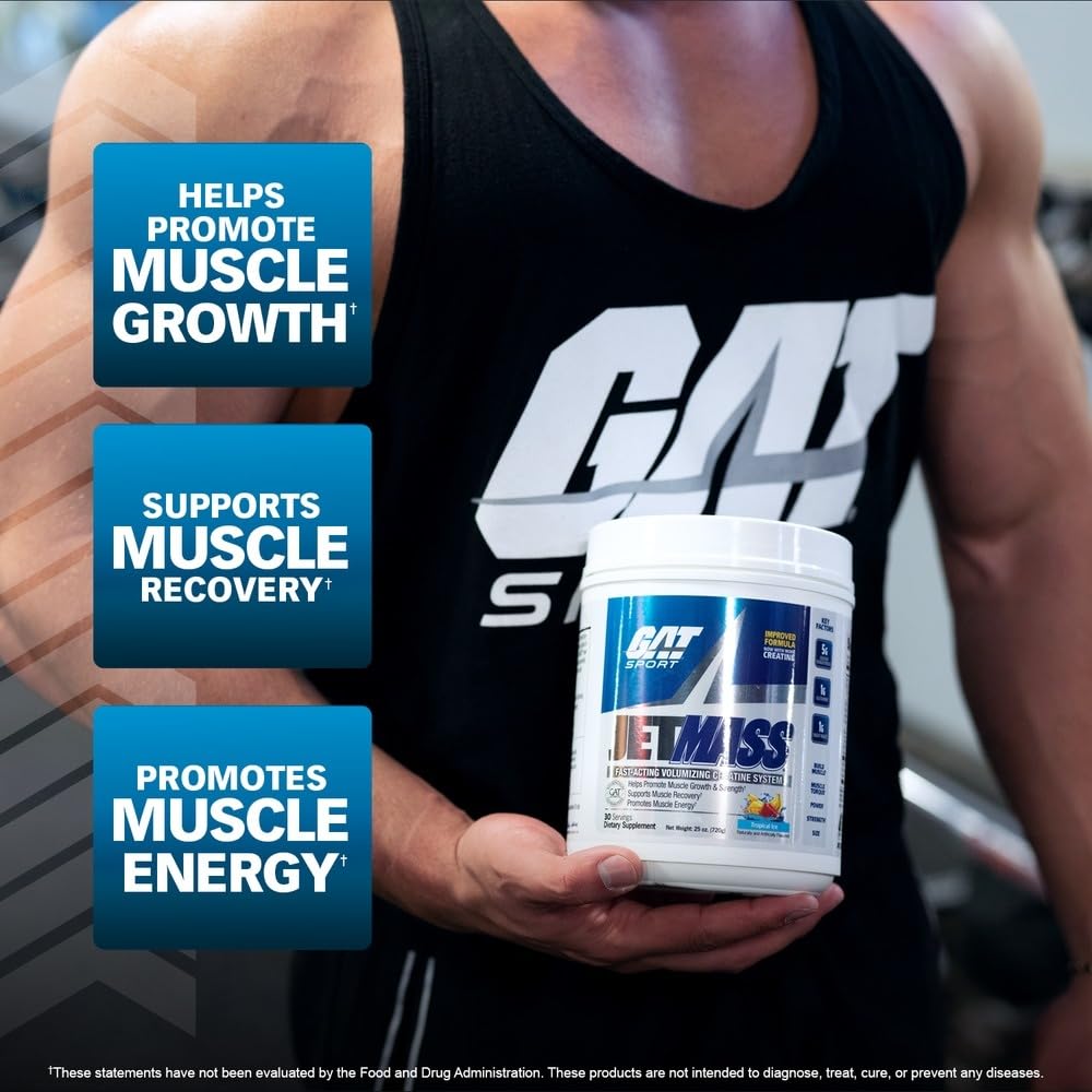 GAT SPORT scoop con una porción de JETMASS listo para preparar