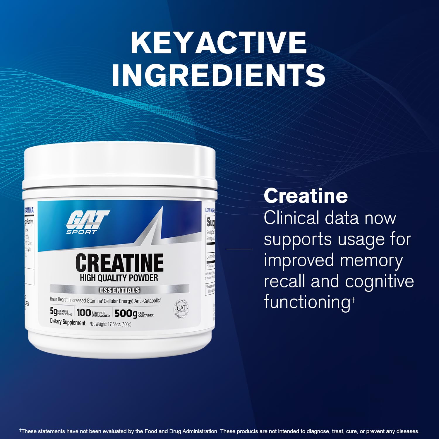 GAT SPORT polvo mezclado en vaso con agua mostrando solubilidad sin grumos