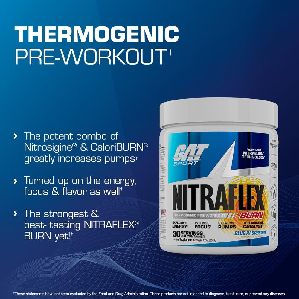GAT SPORT cuchara llena de NITRAFLEX BURN lista para mezclar y dosificar fácilmente