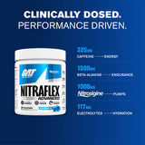 GAT SPORT atleta en gimnasio usando NITRAFLEX para energía previa al ejercicio