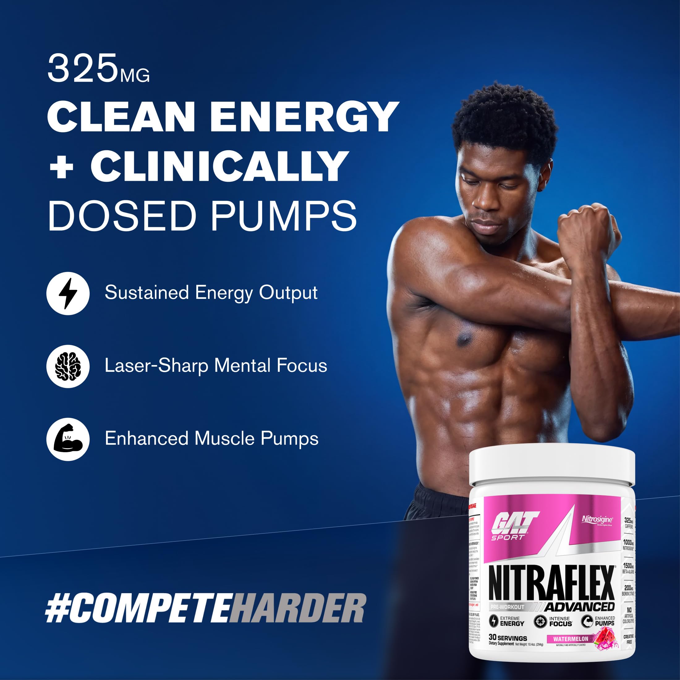 GAT SPORT NITRAFLEX etiqueta en primer plano destacando información del producto