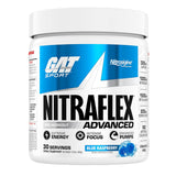 GAT SPORT envase frontal de NITRAFLEX Blue Raspberry mostrando etiqueta