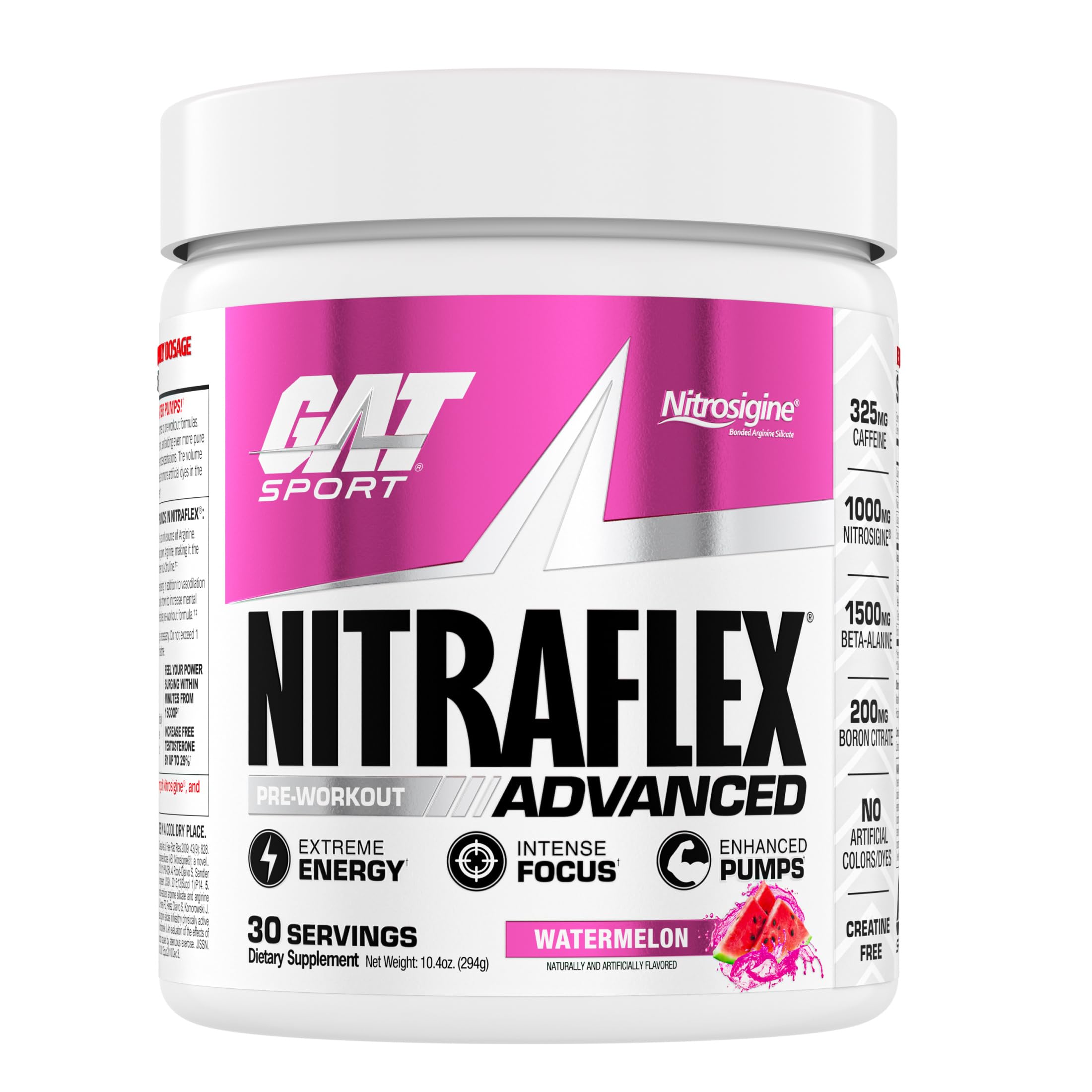 GAT SPORT NITRAFLEX frontal del envase mostrando diseño y beneficio energético