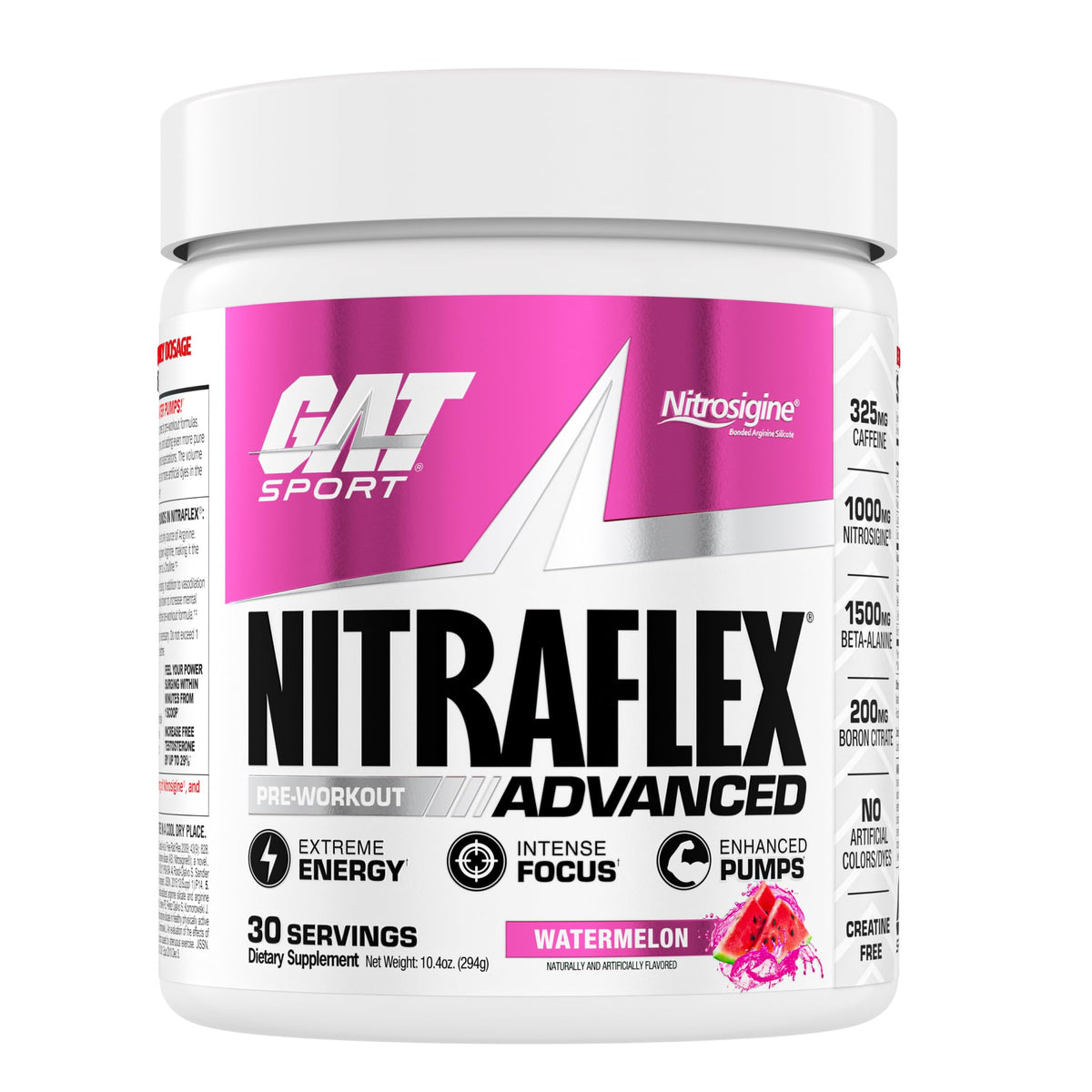 GAT SPORT NITRAFLEX frontal del envase mostrando diseño y beneficio energético