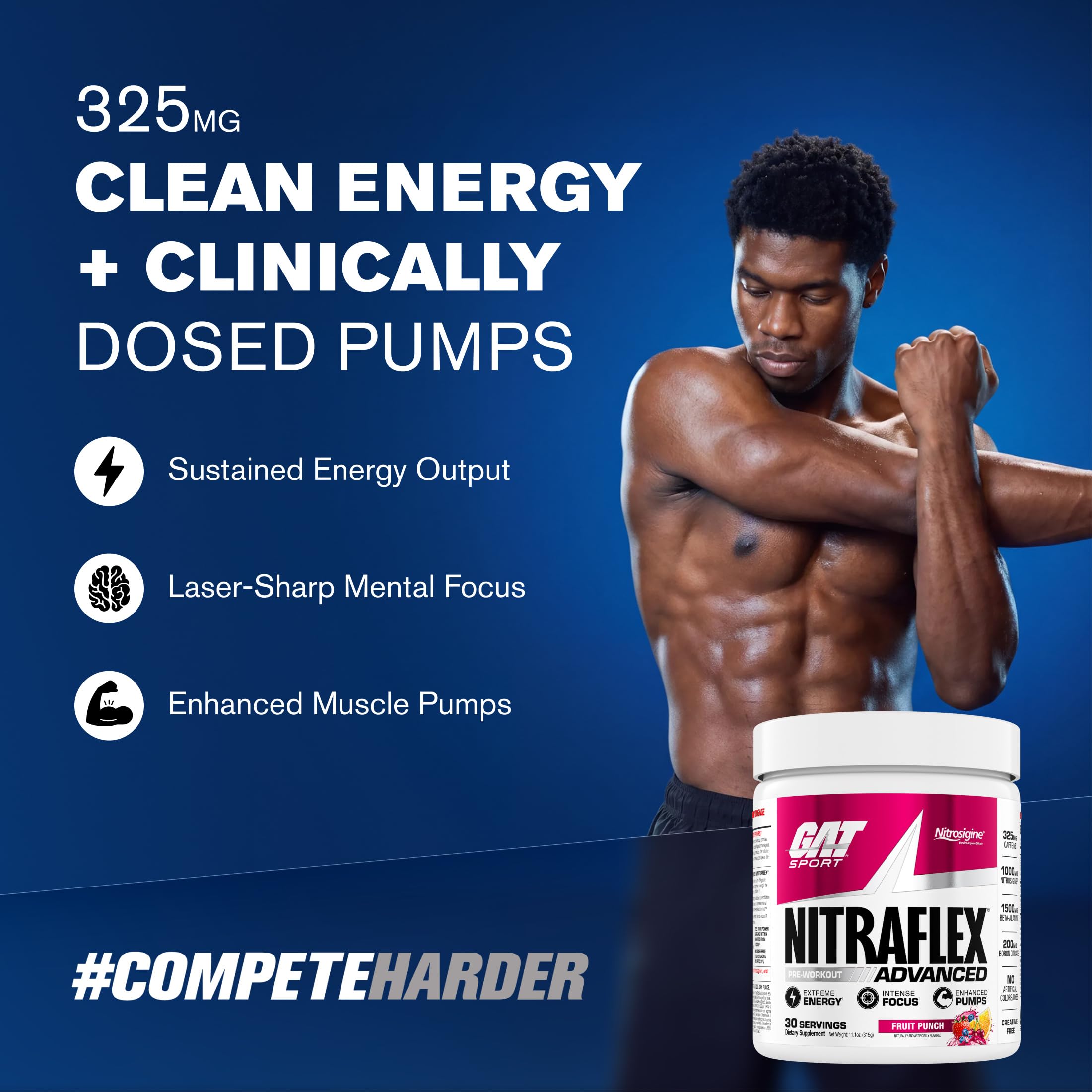 GAT SPORT NITRAFLEX tapa y etiqueta en primer plano para lectura fácil