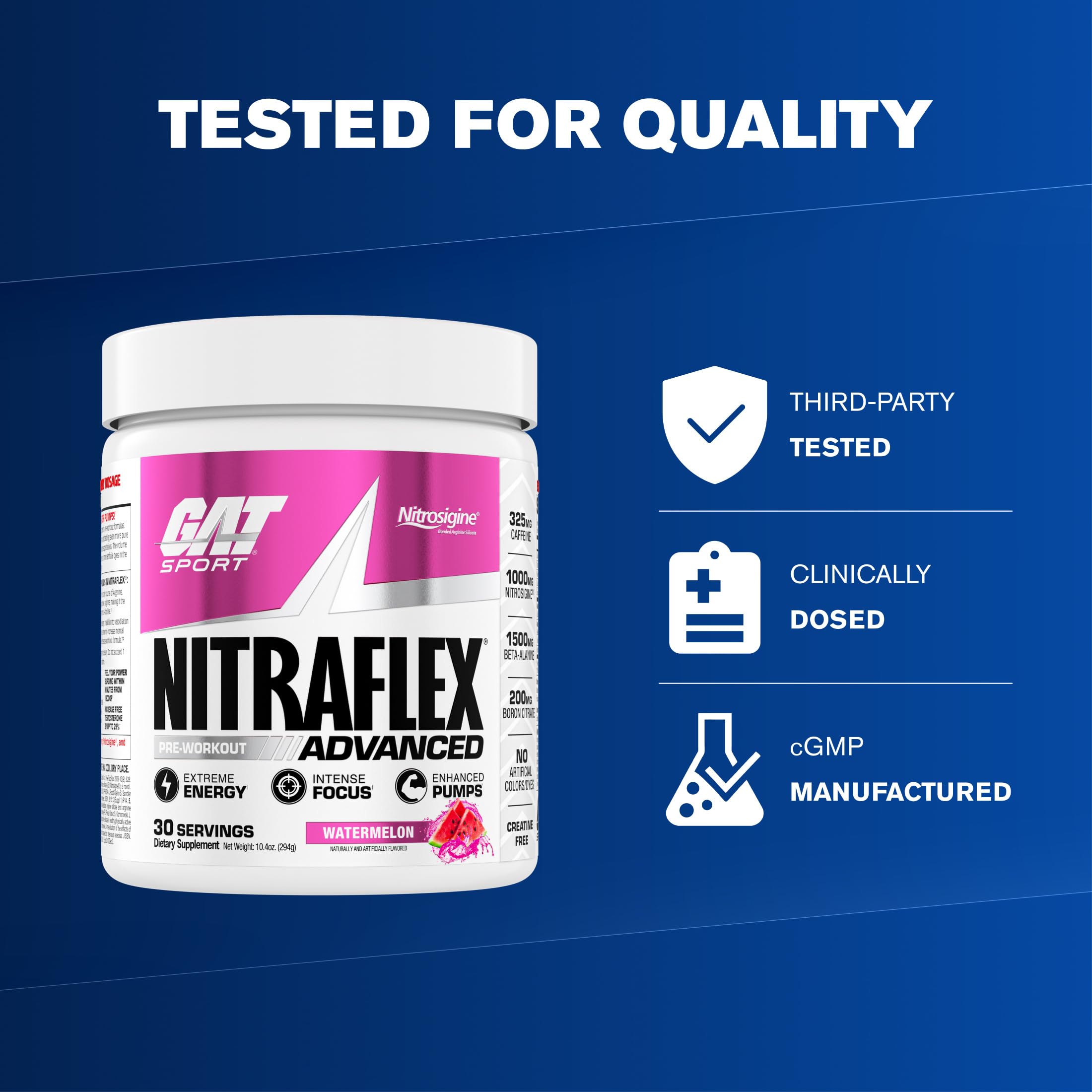 GAT SPORT NITRAFLEX bebida preparada en vaso, sabor sandía y concentración mejorada